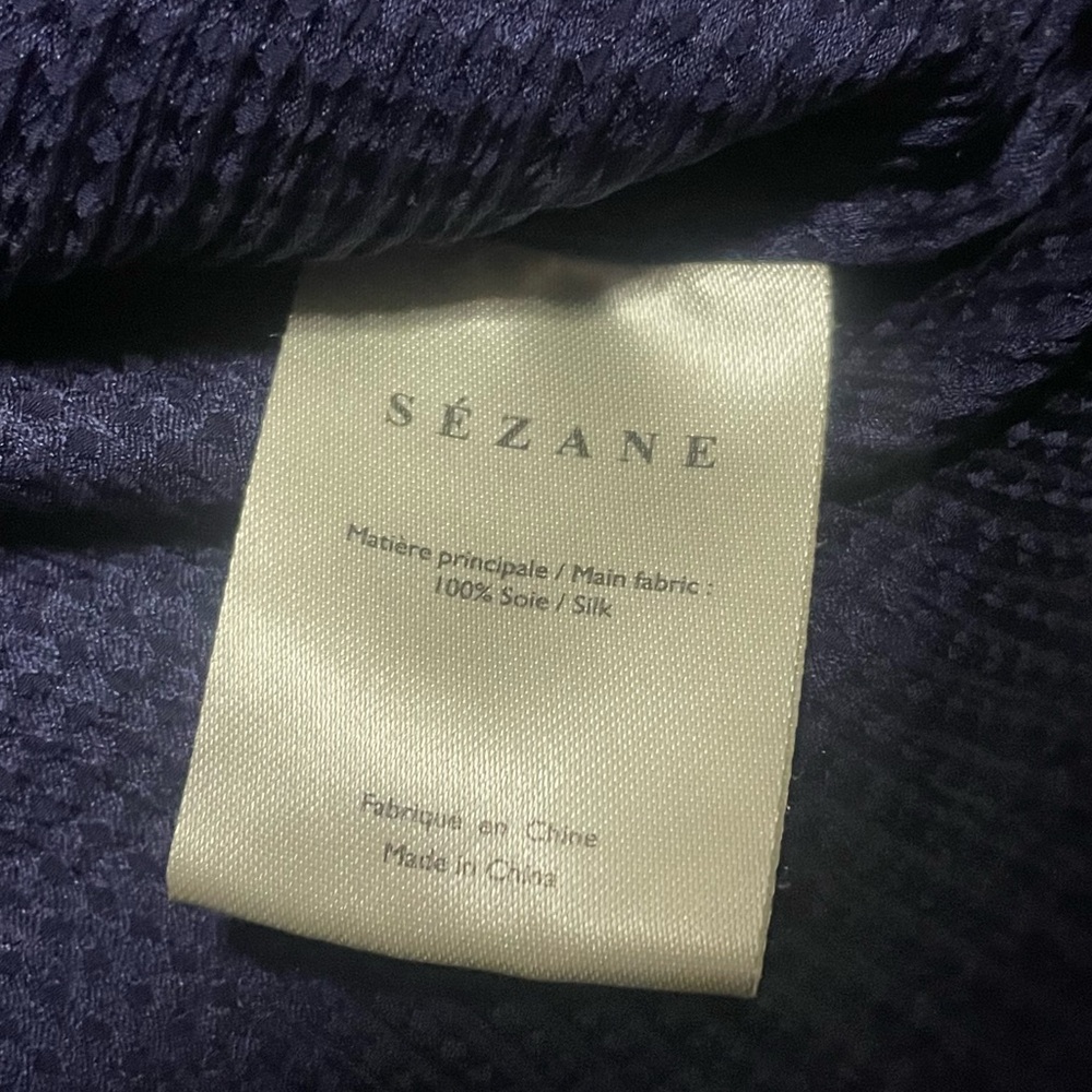 Sezane Navy Blue Bow-Tie Blouse - Picture 4 of 5